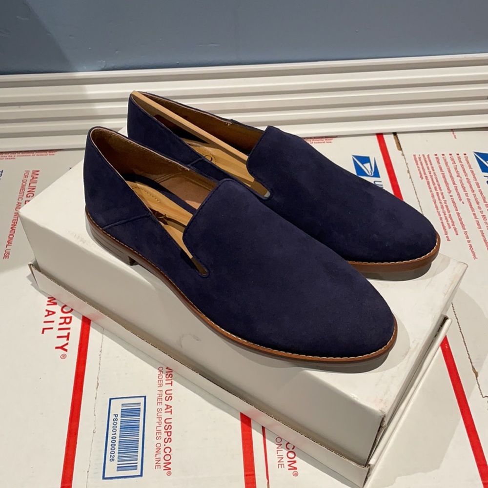 FRANCO SARTO NAVY GENUINE SUEDE LOAFERS